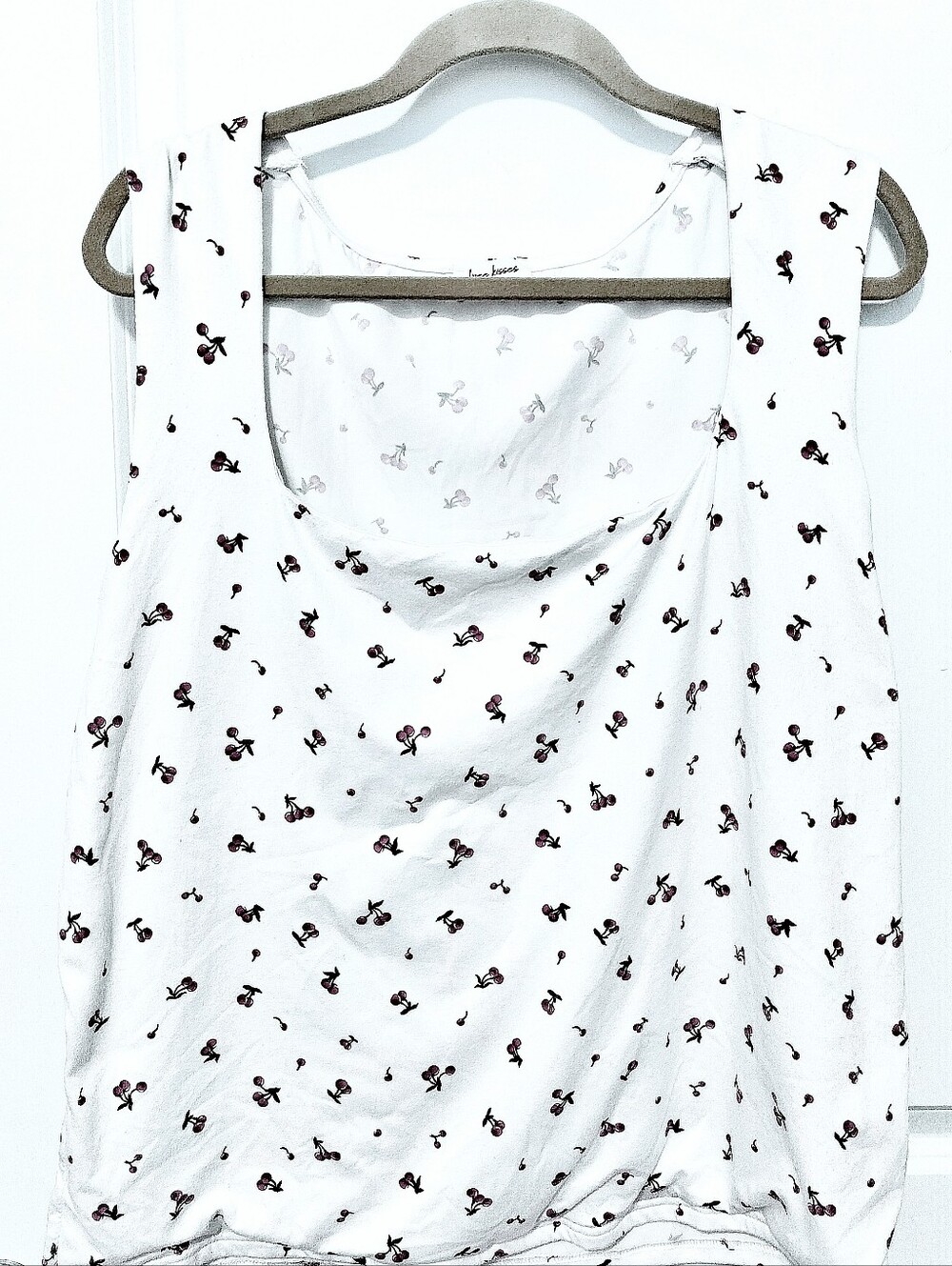 Free Kisses Women's 3X White Tank with Red Cherry Print